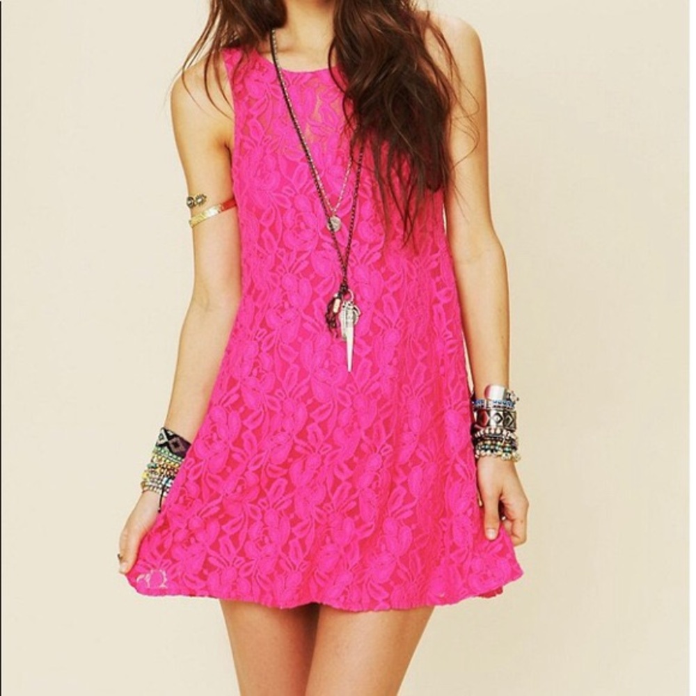 💠 Free People | Pink Miles of Lace Dress